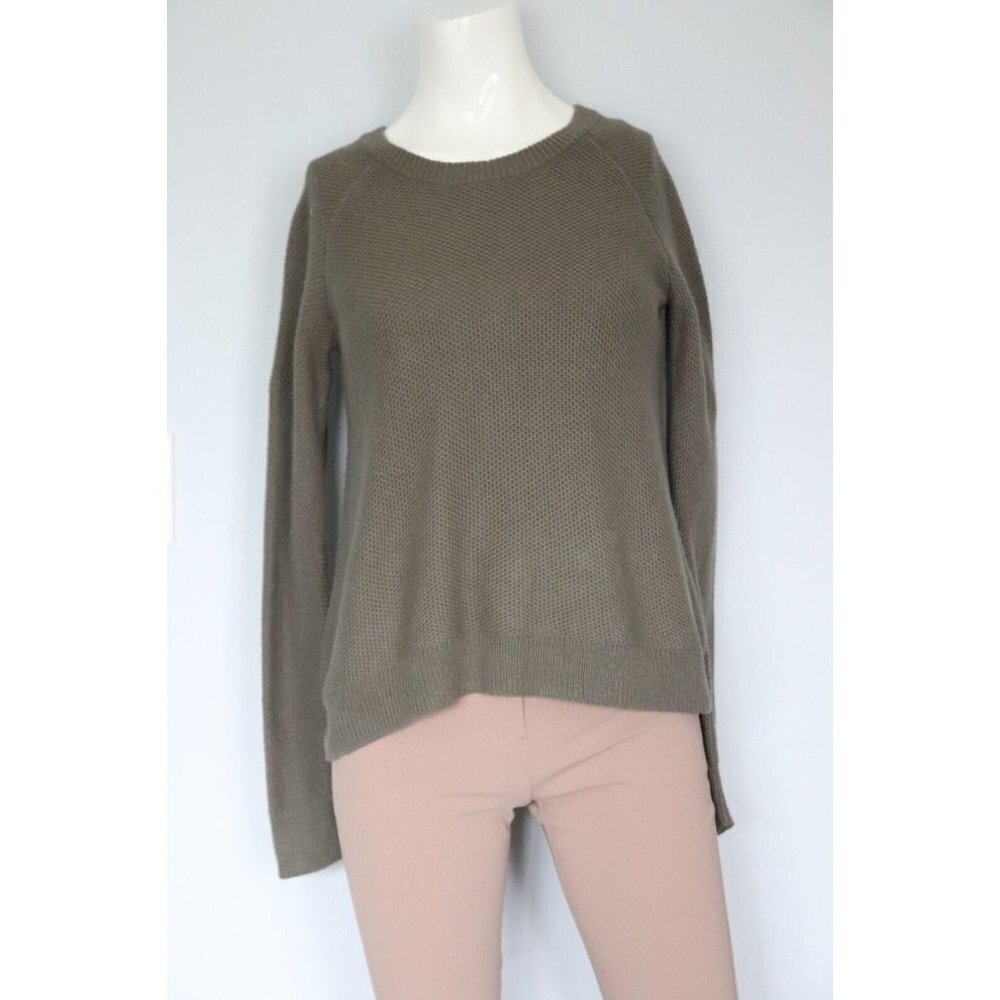 Madewell Women's Size XXS Olive Green Pullover Sweater Waffle Knit Open Back Top